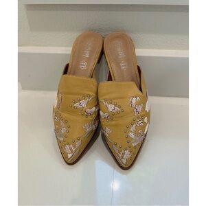 Mi.iM Miranda Embroidered Yellow Mules